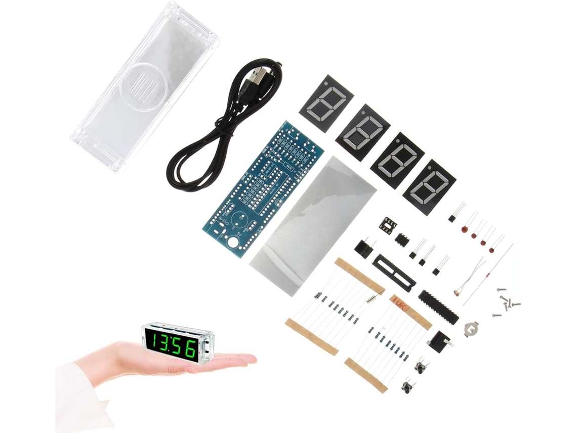 Kit Diy De Relógio Digital Led, Plástico, Verde, Para Quarto