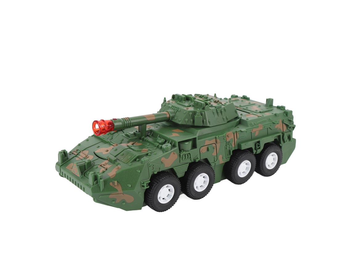 Ats brinquedo de Tanque Transformador com Luz e Som, Rotação e Deformação com um Botão, Camuflagem, Caminhão Tanque Elétrico para Crianças