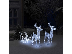 Vidaxl Decoração De Natal Renas/trenó 160 Luzes Led 130 Cm Acrílico