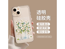 Capa Para Iphone 17 Air Space Transparente 0 Pintura A Óleo Retrô Flor Branca J8323 Pintura A Óleo De Vaso De Flores
