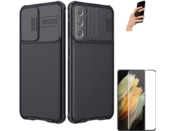 Capa/Película e Popsocket para Samsung Galaxy S21 PHONESHIELD Nillkin Camshield Preto