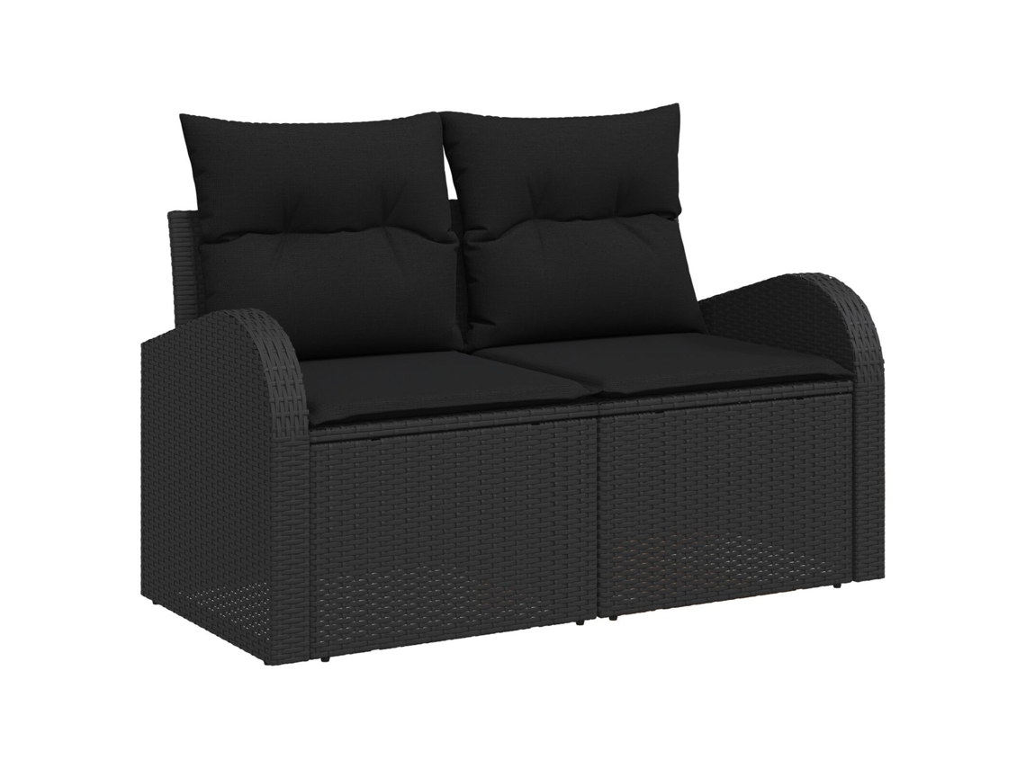 Conjunto 1 Sofá De Jardim Vidaxl Preto Vime Pe (124 X 62 X 69cm)