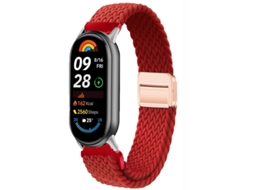 Pulseira De Nylon Trançado 14mm Com Fivela Magnética, Pulseira Esportiva Elástica, Vermelha Conector Prateado, Para
