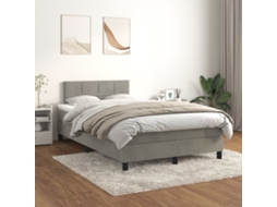 Vidaxl Cama Boxspring C/ Colchão 120x200 Cm Veludo Cinzento-claro