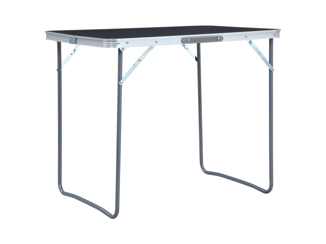 Vidaxl Mesa De Campismo Dobrável Com Estrutura Metal 80x60 Cm Cinzento