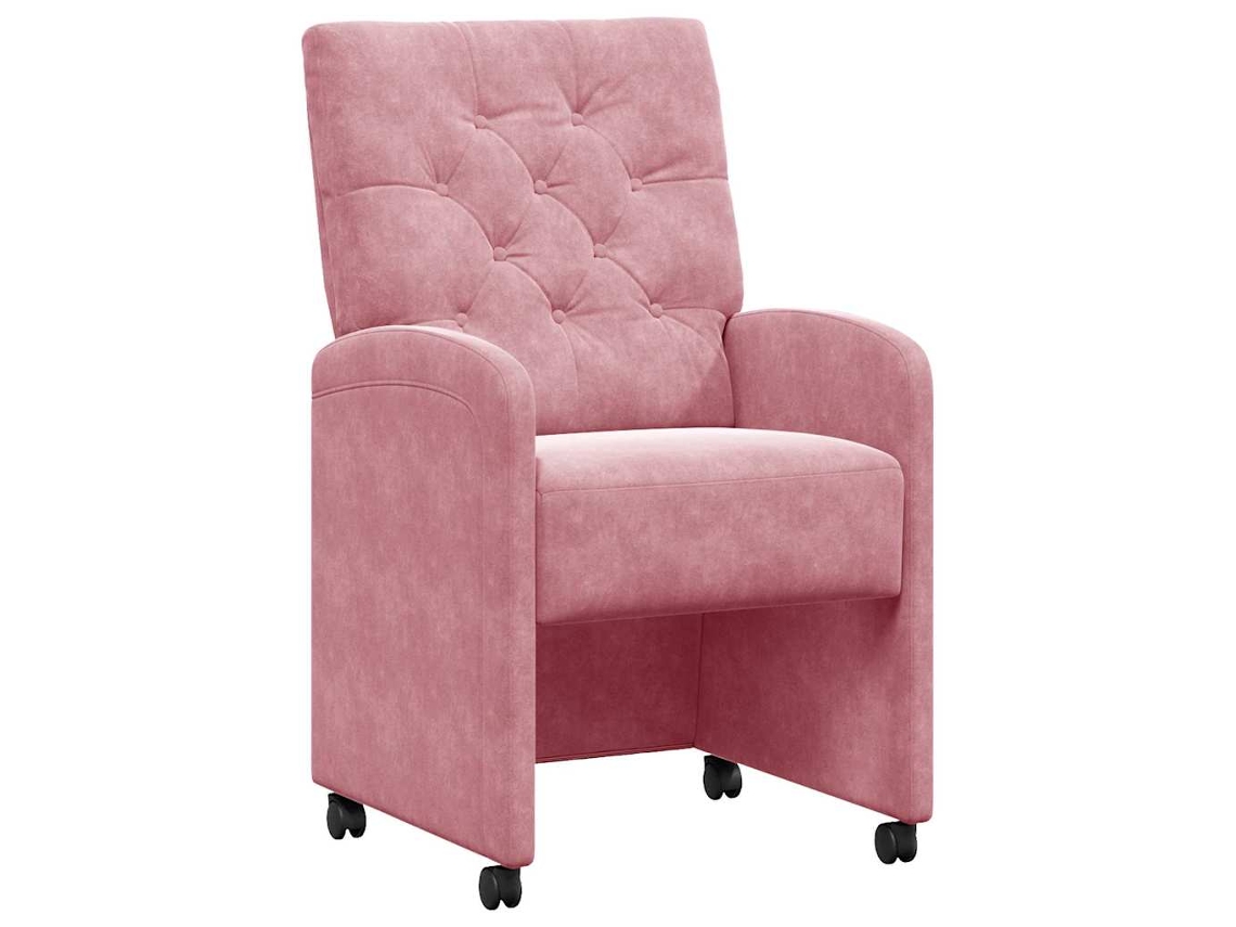 Conjunto de 2 Cadeiras de Jantar com Rodas Rosa em Veludo 58x67x97 cm MAISON EXCLUSIVE