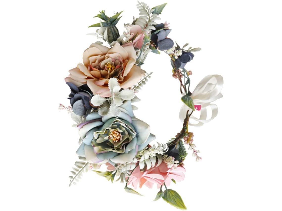 Tiara Floral Para Noiva Com Pétalas De Rosa Artificiais, Acessório Para Festa Na Praia.