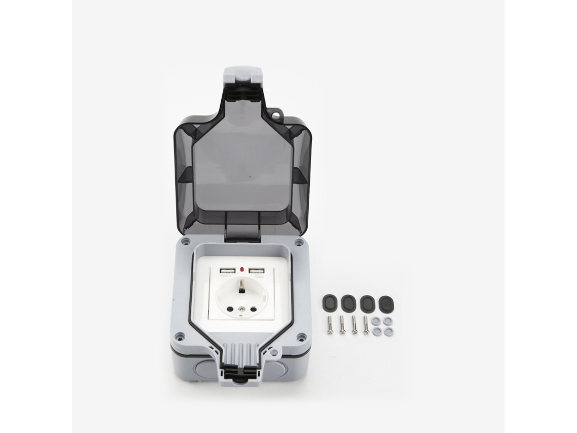 Tomada de Parede À Prova D'água com 2 Portas Usb BRILVIBERA | BRILVIBERA