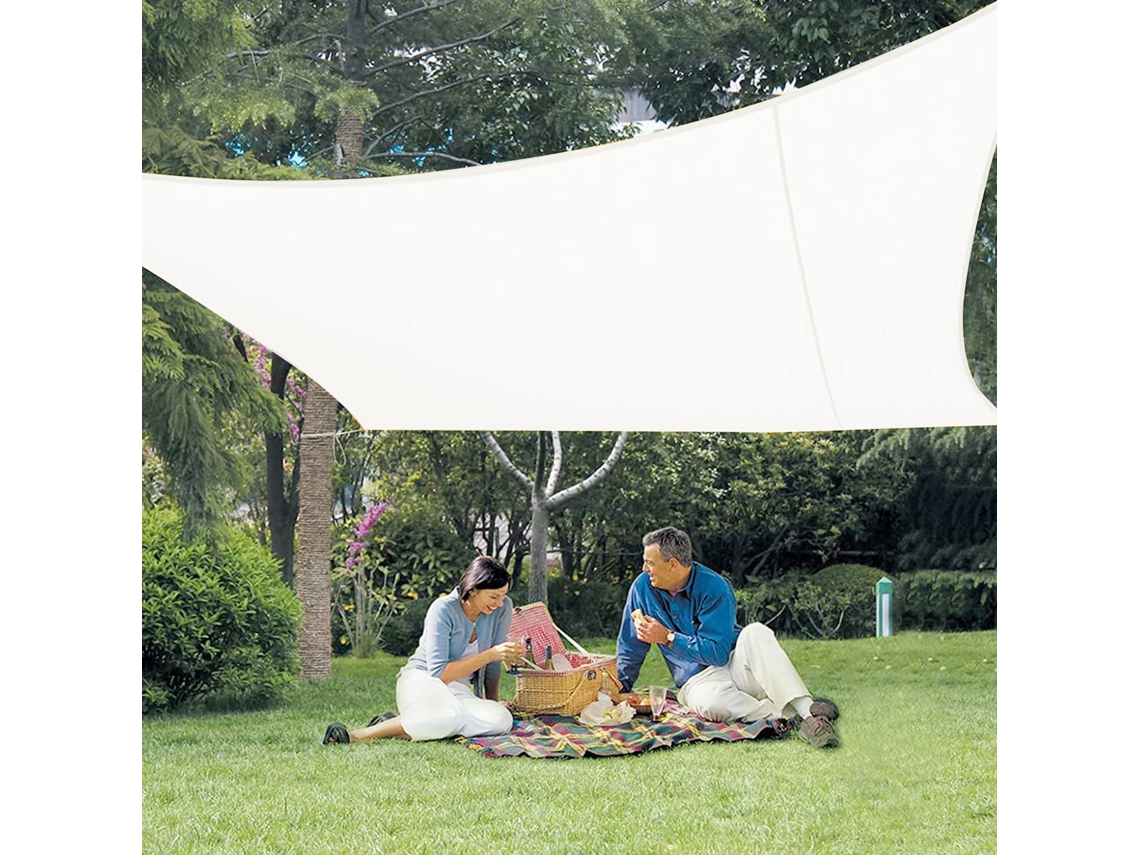 Toldo Retangular De 2,5 X 3 M, Tecido De Sombra Pes À Prova Dágua, Proteção Uv De 95 Para Jardim, Terraço Externo, Creme Ehstmind