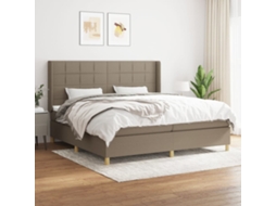 Vidaxl Cama Com Molas/colchão 200x200 Cm Tecido Castanho-acinzentado