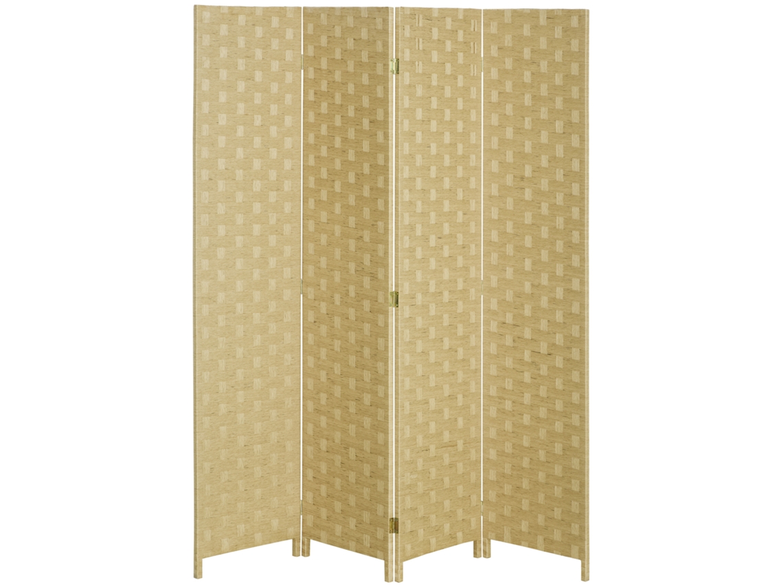 Biombo Separador de Ambientes Corda de Papel e Madeira de Pinho Cor Marrom 159,5x1.6x169,5 cm Homcom