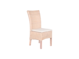 Cadeira de vime cor manga com almofada branca, 50x55x100cm ALEXANDRA HOUSE LIVING