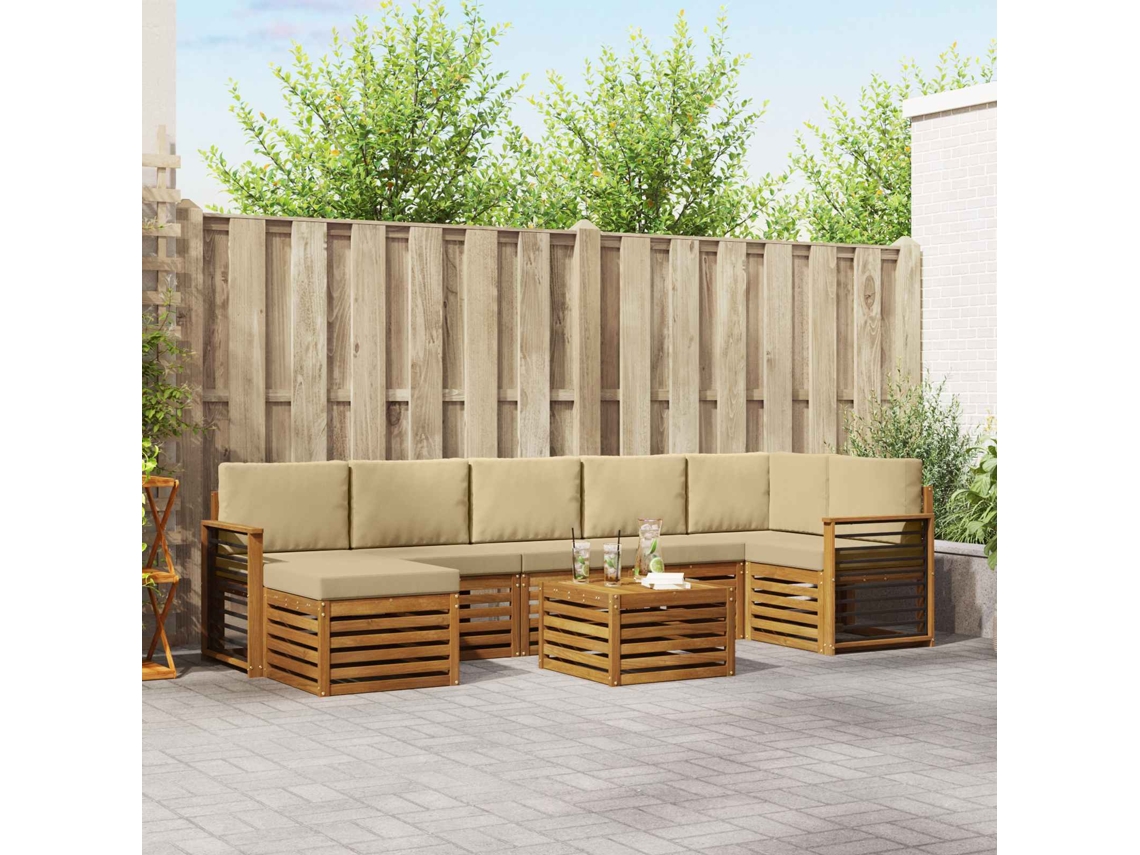 Vidaxl Conjunto De Sofás Para Exterior 8 Unid. Natural E Bege
