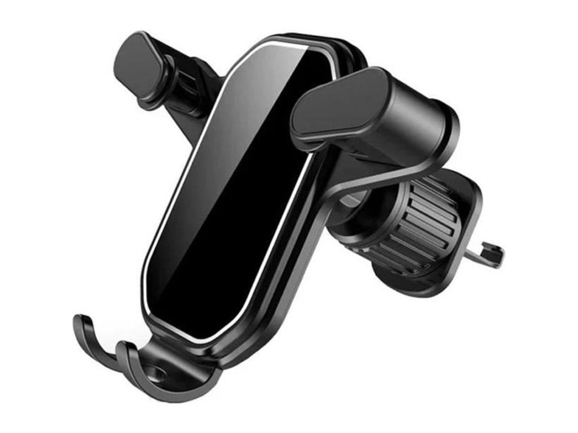 Suporte Universal Para Celular Veicular (preto) Com Gancho, Encaixe Na Saída De Ar E Base Preta.