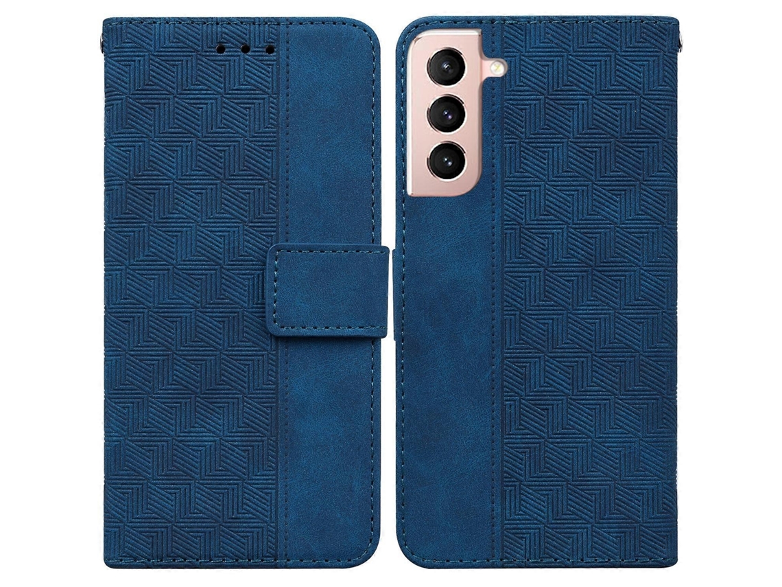 Capa De Couro Com Relevo Geométrico Para Samsung Galaxy S22 5g