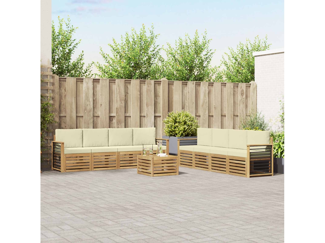 Vidaxl Conjunto De Sofás Para Exterior 9 Unid. Branco E Creme