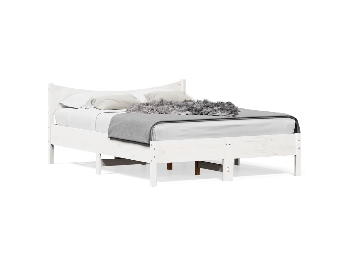 Cama Sem Colchão 120x200 cm Madeira de Pinho Maciça Branco MAISON EXCLUSIVE