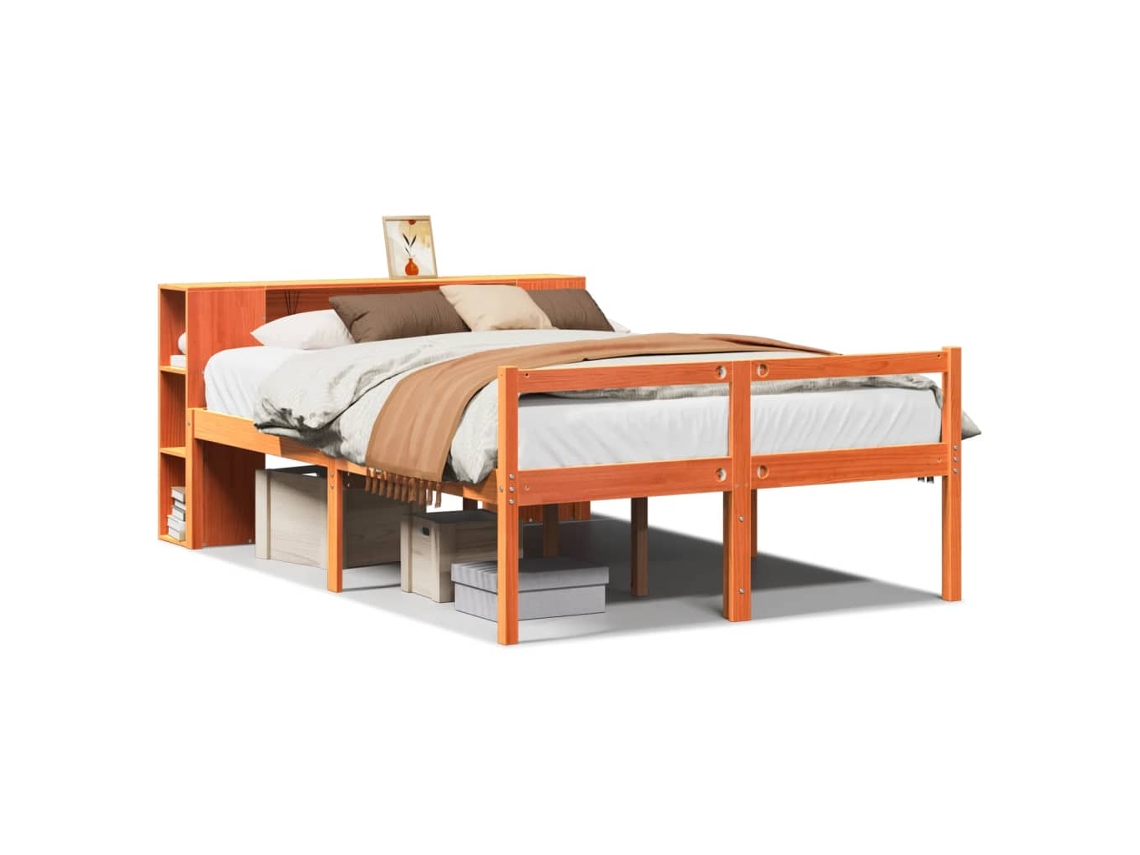 Bookcase Bed, Bookcase Beds Vidaxl Marrom Madeira De Pinho (140 X 200 Cm)