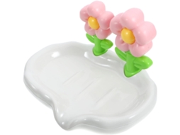 Bandeja Escorredora De Sabonete Rosa Em Abs, Suporte Decorativo E Estável Para Banheiro, Design Floral Elegante, Para