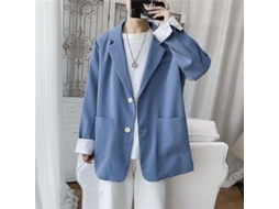 Blazer Casual Para Homem Estilo Lazer Solto Moderno Coreano Tamanhos M L Xl Xxl Cores Bege Azul Preto Cinza Blueb