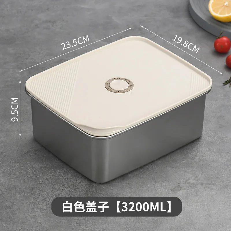 Recipiente para Alimentos em Aço Inoxidável 304, Ideal para Marmita Ou Lancheira. MDUG (bege, 3200ml)