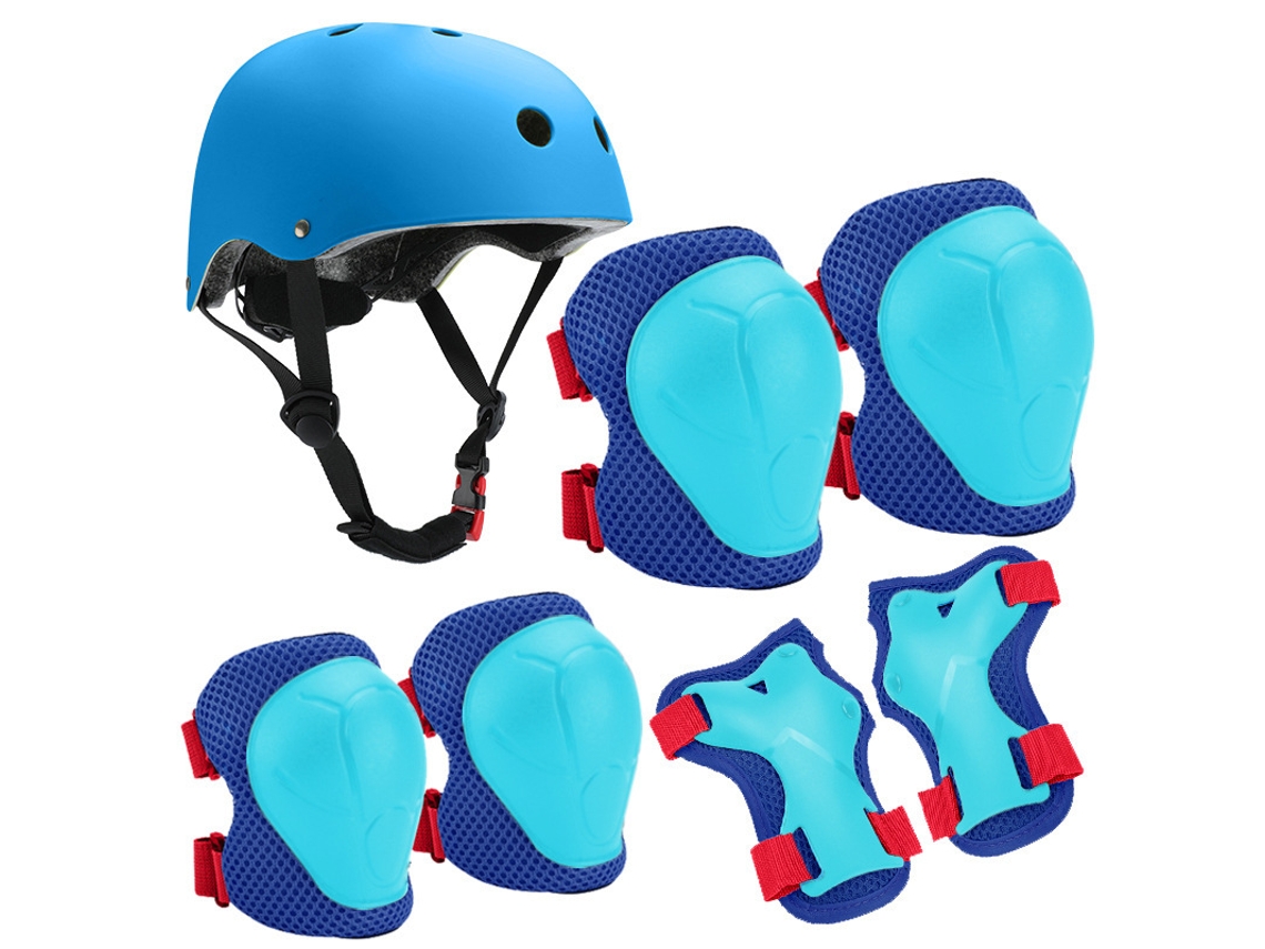 Kit Proteção De Crianças Capacete 7 Em 1 ,tamanho:s Azul