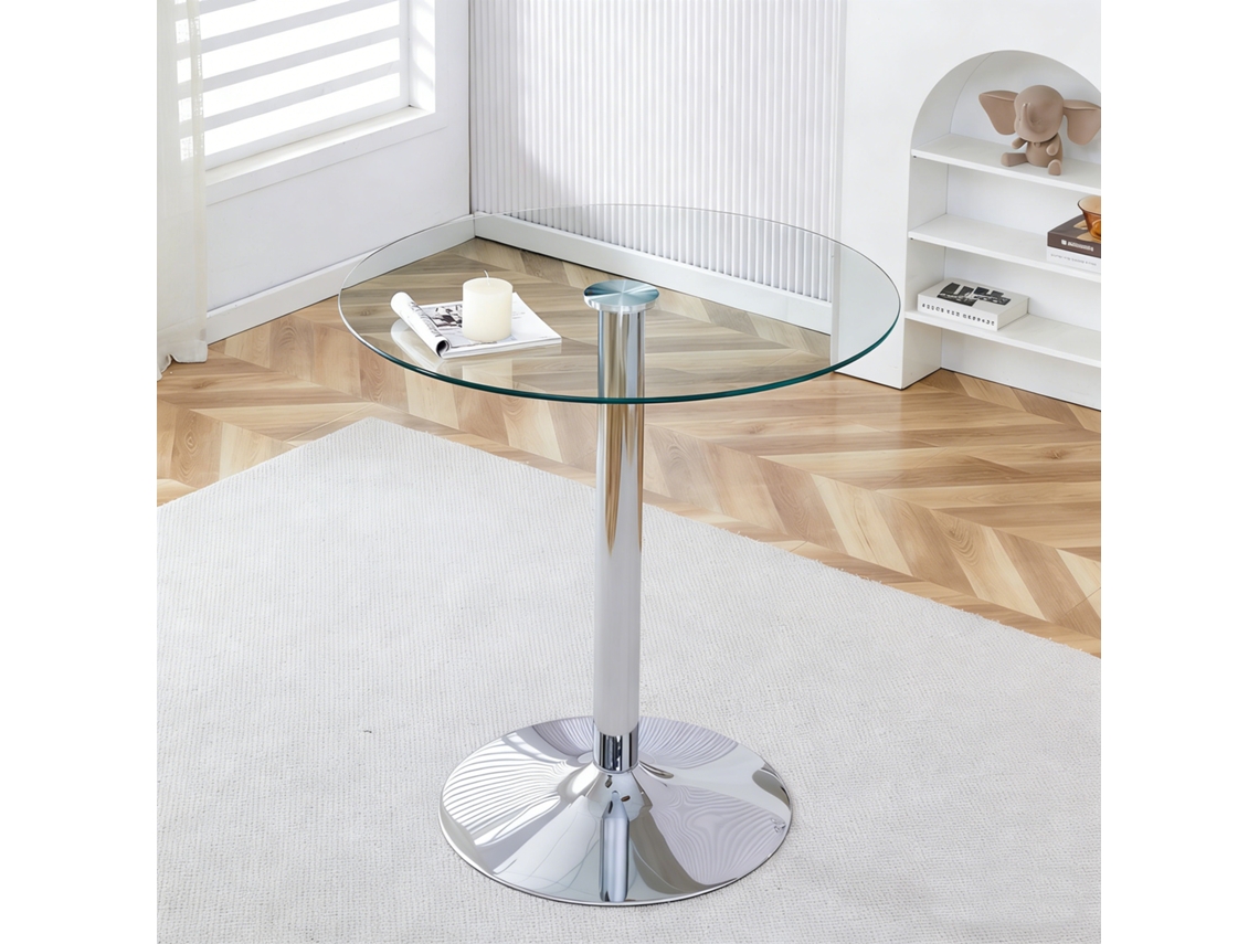 Mesa Moderna E Minimalista Com Estrutura Em Vidro: Com 89 Cm De Diâmetro E 92 Cm De Altura, É A Escolha Ideal Para Um Estilo Luxuoso E Discreto.