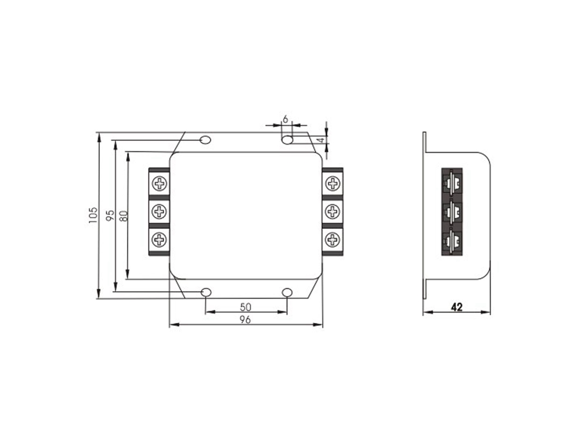 Filtro Terminal Trifásico Laxiscreed Para Cabos De Alimentação, Ac 250/440v, 50/60hz, 20a