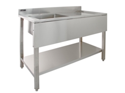 Lava Loiça Profissional Kukoo Em Aço Inox 201, Cuba Esquerda, Escorredor Direito Inclinado, Prateleira Inferior, Pés Monstershop