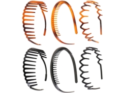 Elástico Capilar Invisível Com Dentes, 6 Peças, Resina Plástica