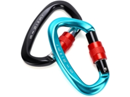 Conjunto de 2 mosquetões de alta resistência (25 kN) com trava roscada.