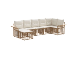 Maison Exclusive - Conjunto De Sofás Para Exterior 7 Unid. Natural E Branco Creme