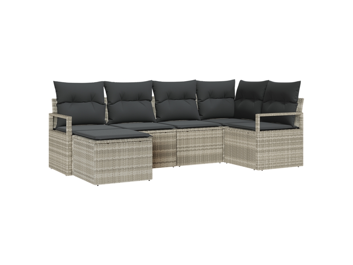 Conjunto 6 Sofá Exterior Vidaxl Cinzento-claro Vime Pe (232 X 122 X 85 Cm)