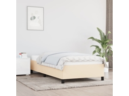 Estrutura De Cama Sem Colchão 100x200 Cm Tecido Cor Creme