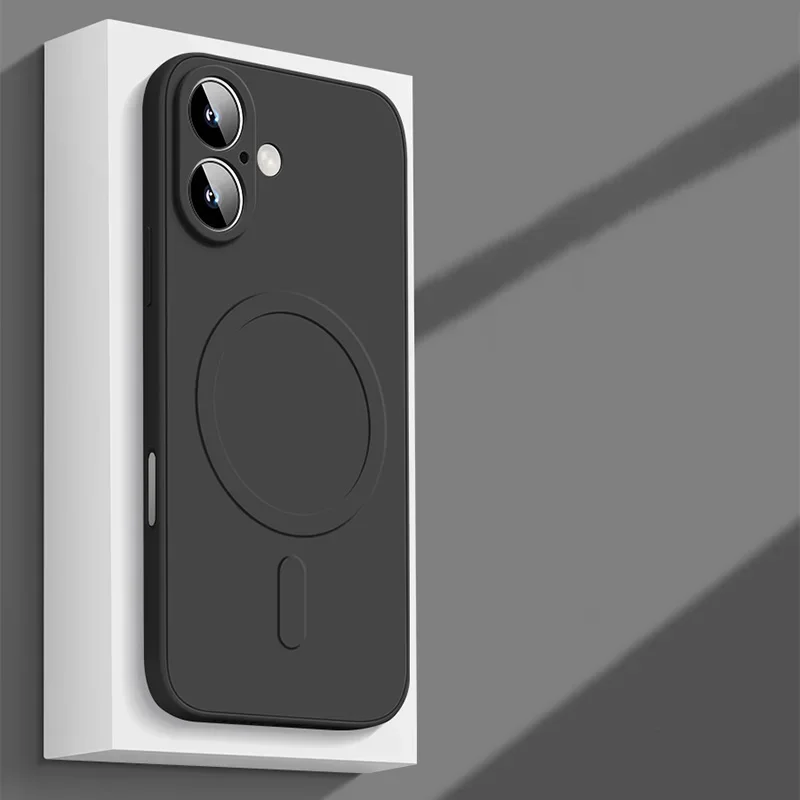Capa Protetora Magnética De Silicone Líquido (preta Para Iphone 17), Compatível Com Carregamento Sem Fio, Capa Macia.