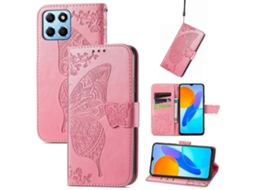Capa De Celular For Honor X8 5g Em Couro Com Estampa De Borboleta E Flor