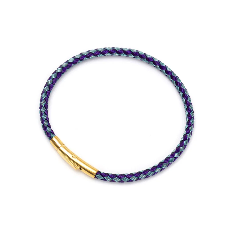 Pulseira Luxuosa e Charmosa Multicolorida com Fio de Aço Inoxidável e Cordão À Prova D'água. MDUG (roxo azulado, 21 Cm)
