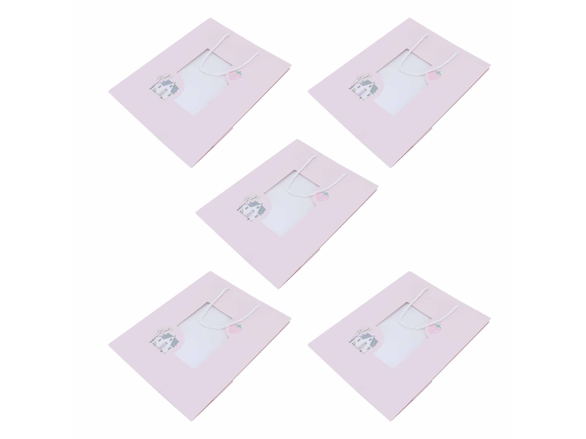 5pcs Sacola de Presente de Papel com Padrão de Morango, Sacola Tote Portátil para Presentes e Compras | S/MARCA
