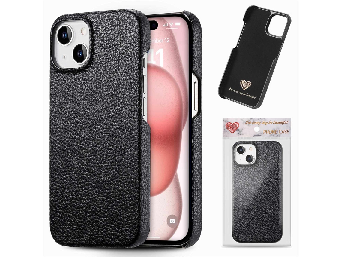 Capa Para Iphone 17 Pro Preta, Simples, Em Couro Com Borda Parcial.