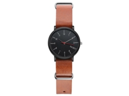 Relógio masculino analógico de quartzo com pulseira simples e casual em PU (marrom)