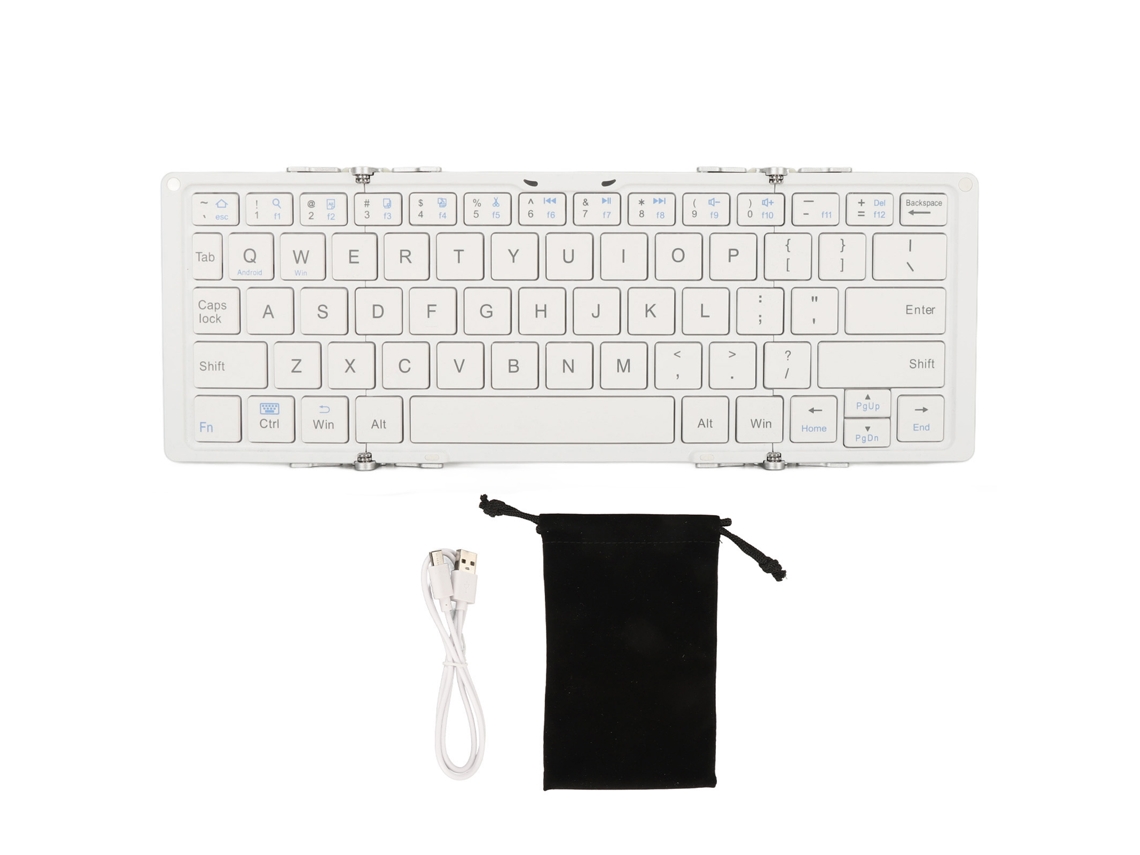 Teclado Inalámbrico Plegable Mini Bluetooth Para Teléfonos Y Laptops Blanco Hueso