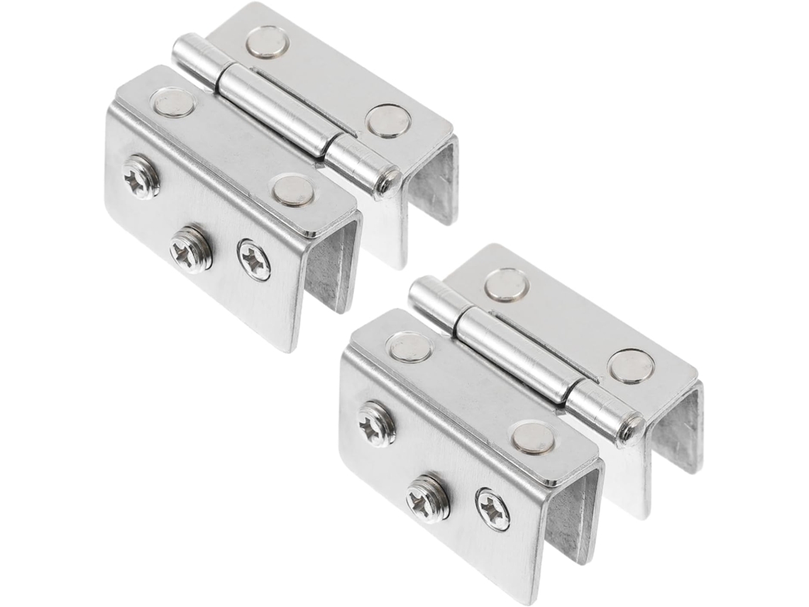 Conjunto De 2 Dobradiças Aço Inoxidável Para Portas Vidro, Com Design