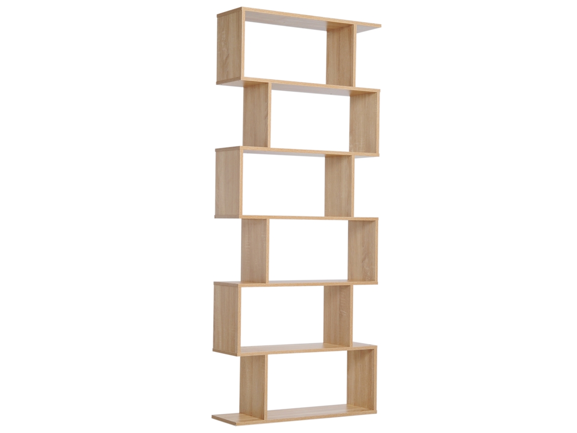 Estante Biblioteca Zig Zag BTFORUS 80x23x192cm, 6 níveis, cor carvalho claro