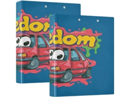 Pasta De Fichário Freedom 1, 5 Polegadas Com 3 Argolas, Estampa De Carro E Capa Com Bolso, Pacote Com 1 2 Unidades