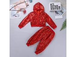 Rebe-traje De Baile Com Strass Para Crianças Meninas Jazz Hip Hop Dança De Rua Poliéster Spandex 10-12 Anos Rojo