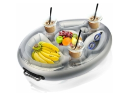 Bandeja Inflável Flutuante Para Bebidas - Bandeja Com 8 Compartimentos Para Bebidas E Petiscos, Perfeita Para Piscinas, Banheiras De Hidromassagem E U