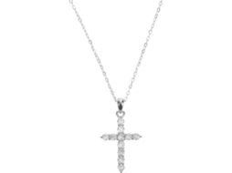 Colar Com Pingente De Cruz De Cristal, Corrente Torcida E Zircônias Cúbicas - Joia Delicada Para Mulheres E Meninas.