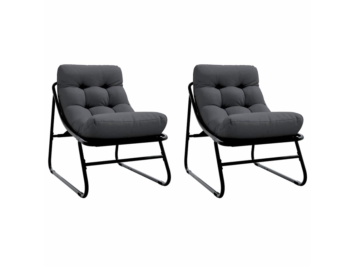 Maison Exclusive - Móveis De Jardim Com Almofada 2 Peças Preto 60,5 X 81 X 71 Cm