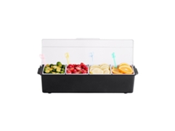 Bandeja para servir condimentos frios Vevor com 4 compartimentos 503 x 165 x 117 mm