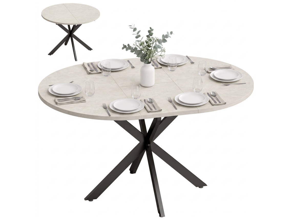 Mesa Extensível P/ 4-6 Pess., Estilo Ind. C/ Pé Aranha, Cinza